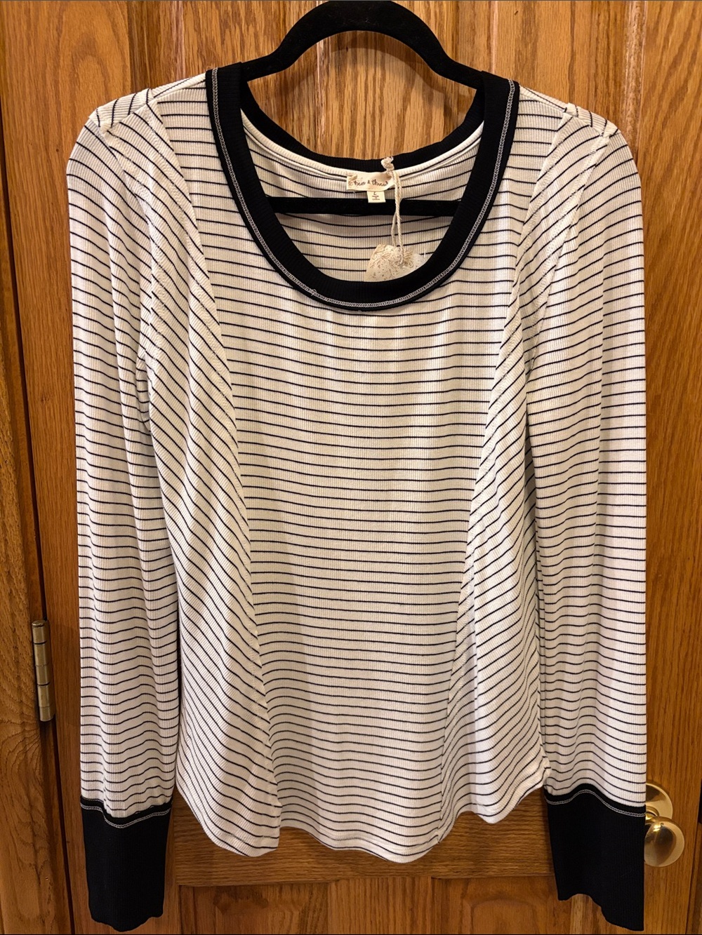 Hem & Thread Black and White Striped Long Sleeve Top